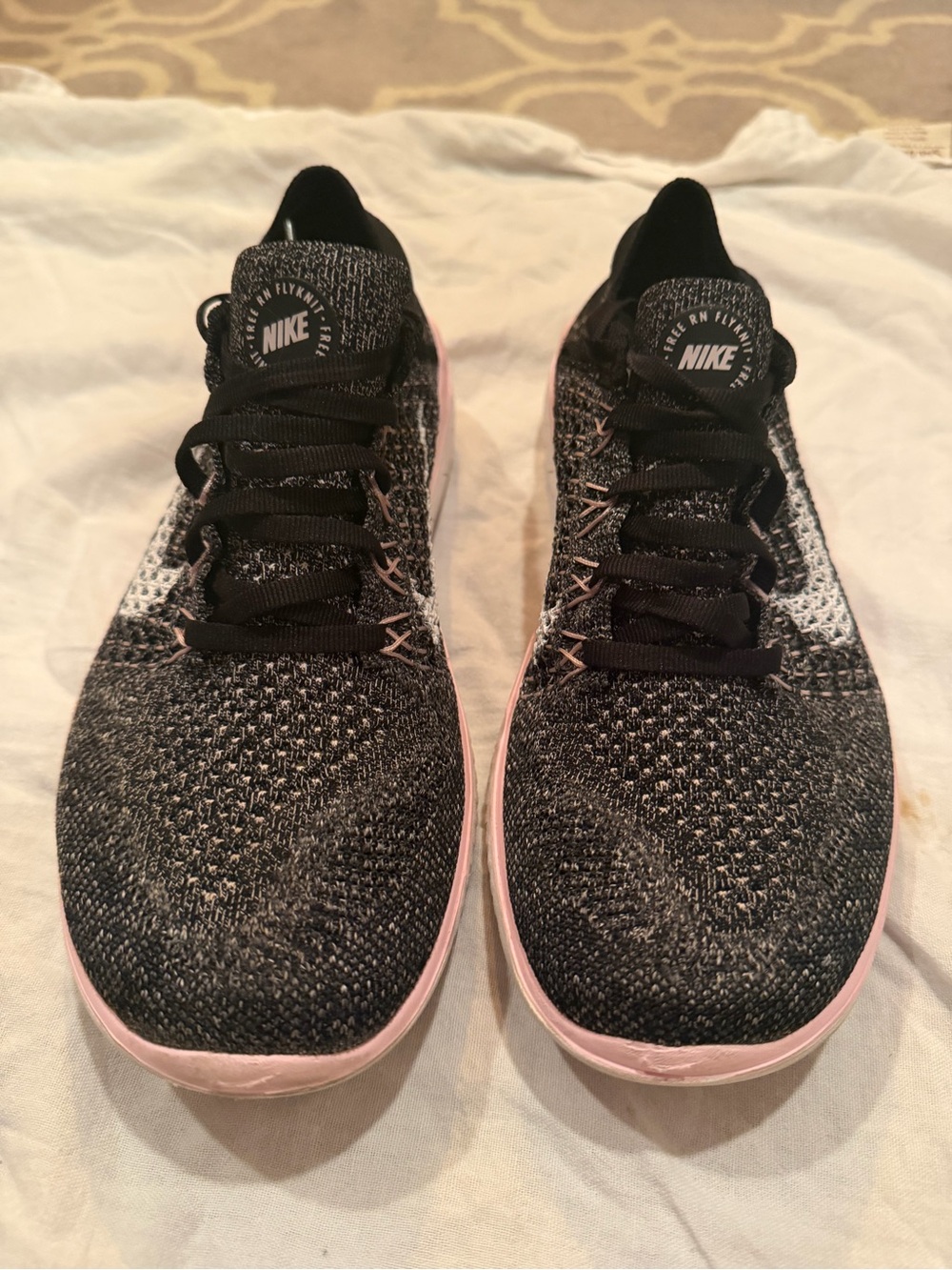 Nike Women’s Flyknit Running Sneakers - Black & Pink - Picture 2 of 8